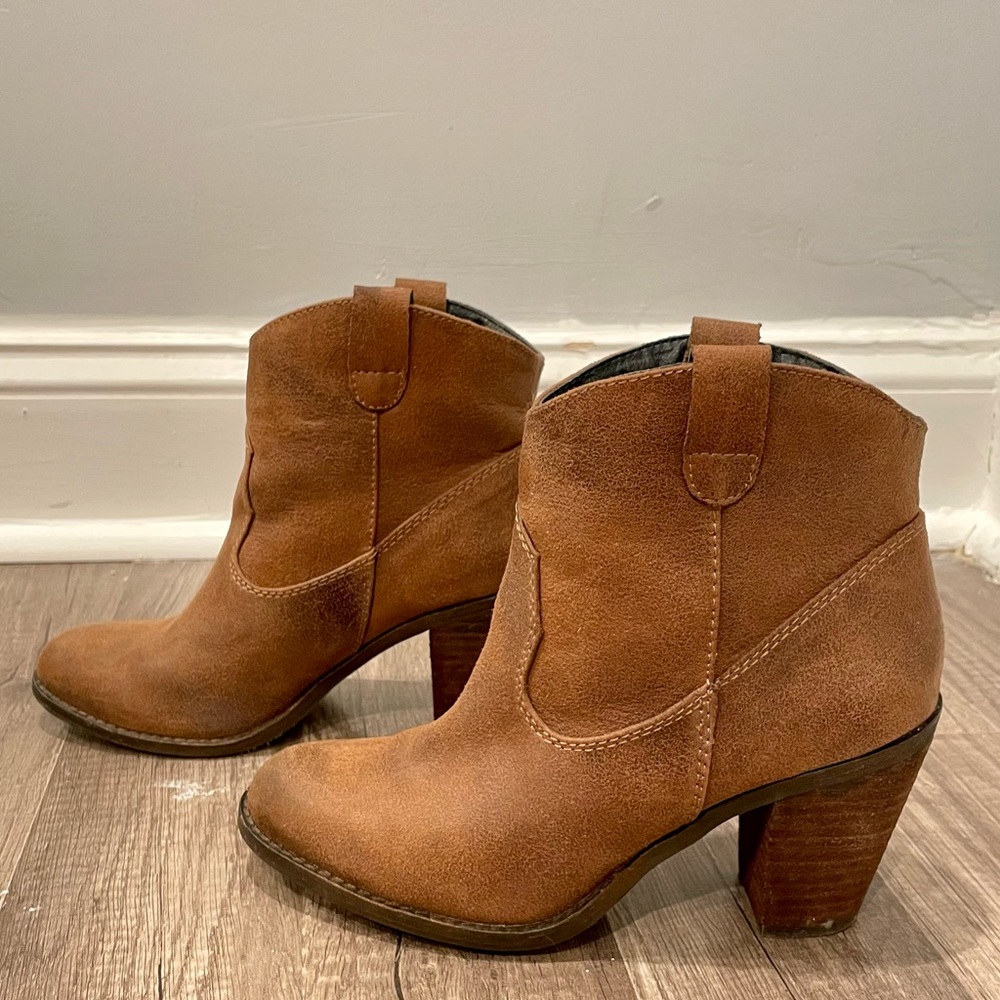 Altar'd State Brown Western Block Heel Ankle Boots